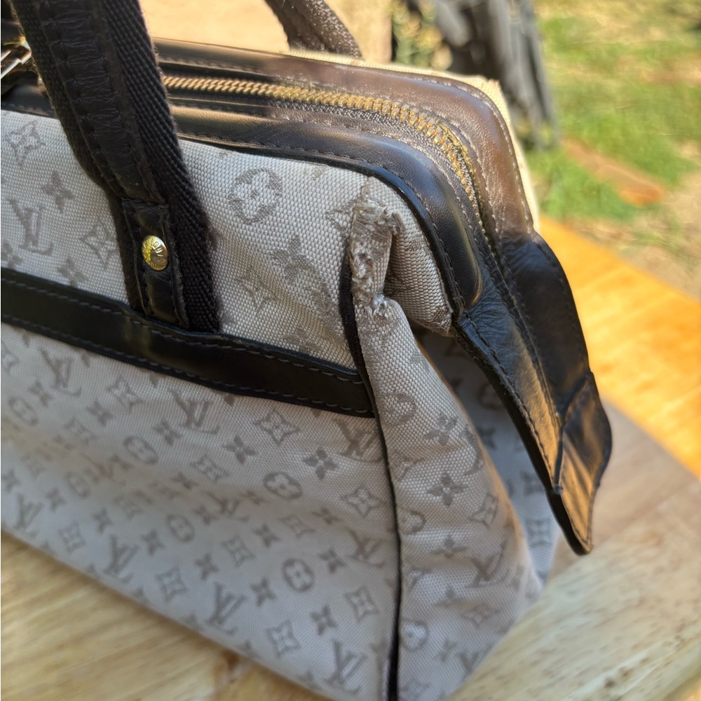 Louis Vuitton Mini Lin Josephine Monogram Cream/Brown Canvas & Leather Satchel - Picture 6 of 16